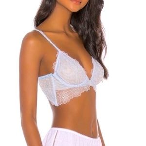 Free People 36D NWT Lucia Light Blue Lace Underwire Bra